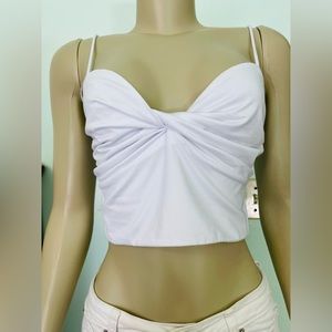 Lovers and Friends cropped white spaghetti straps top